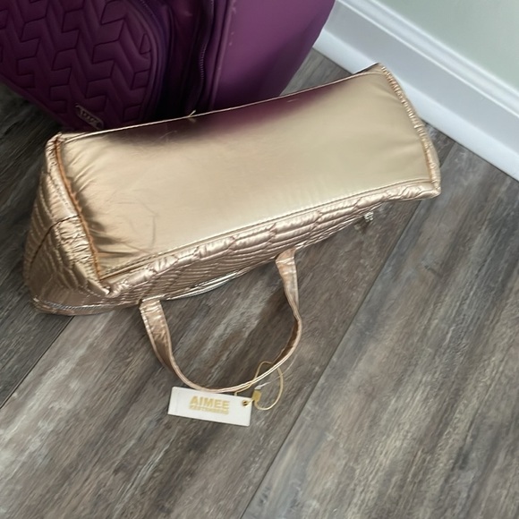 Aimee Kestenberg Rose Gold Mara quilted nylon satchel ziptop bag NEW - Picture 7 of 7